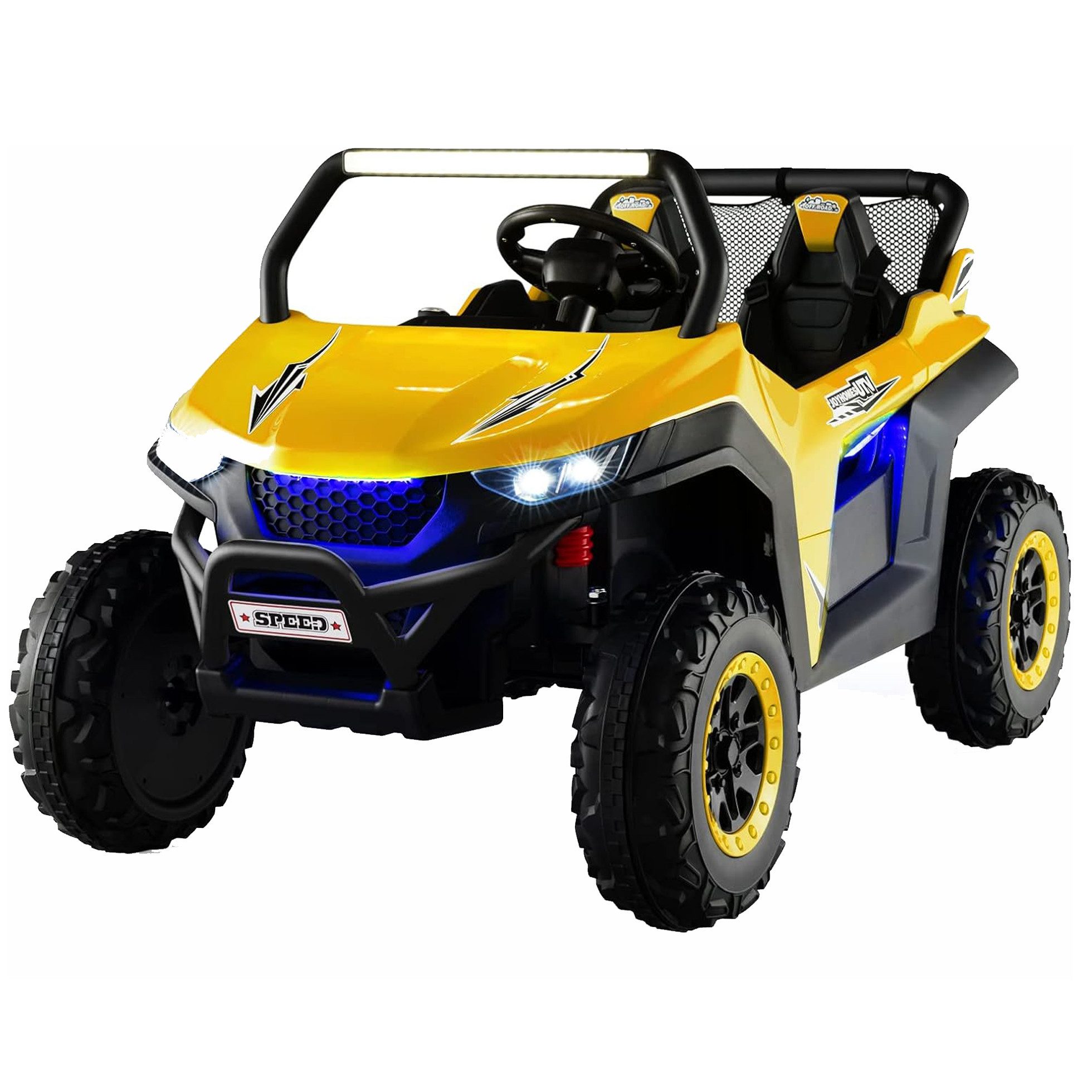 KOMFOTTEU Elektro-Kinderauto 2-Sitzer Kinderfahrzeug 12V, Belastbarkeit 59 kg, mit 2,4 GHz Fernbedienung