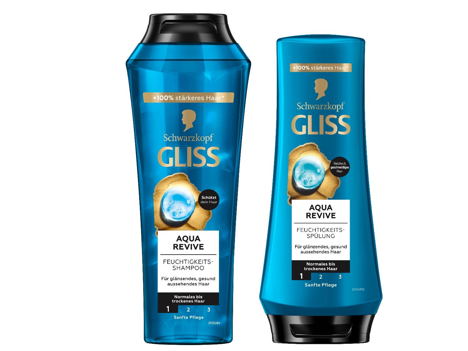 Gliss Haarshampoo Aqua Revive 250ml & Haar-Spülung 200ml, 2-tlg., feuchtigkeitsspendend, tiefenwirksame & dauerhafte Feuchtigkeit