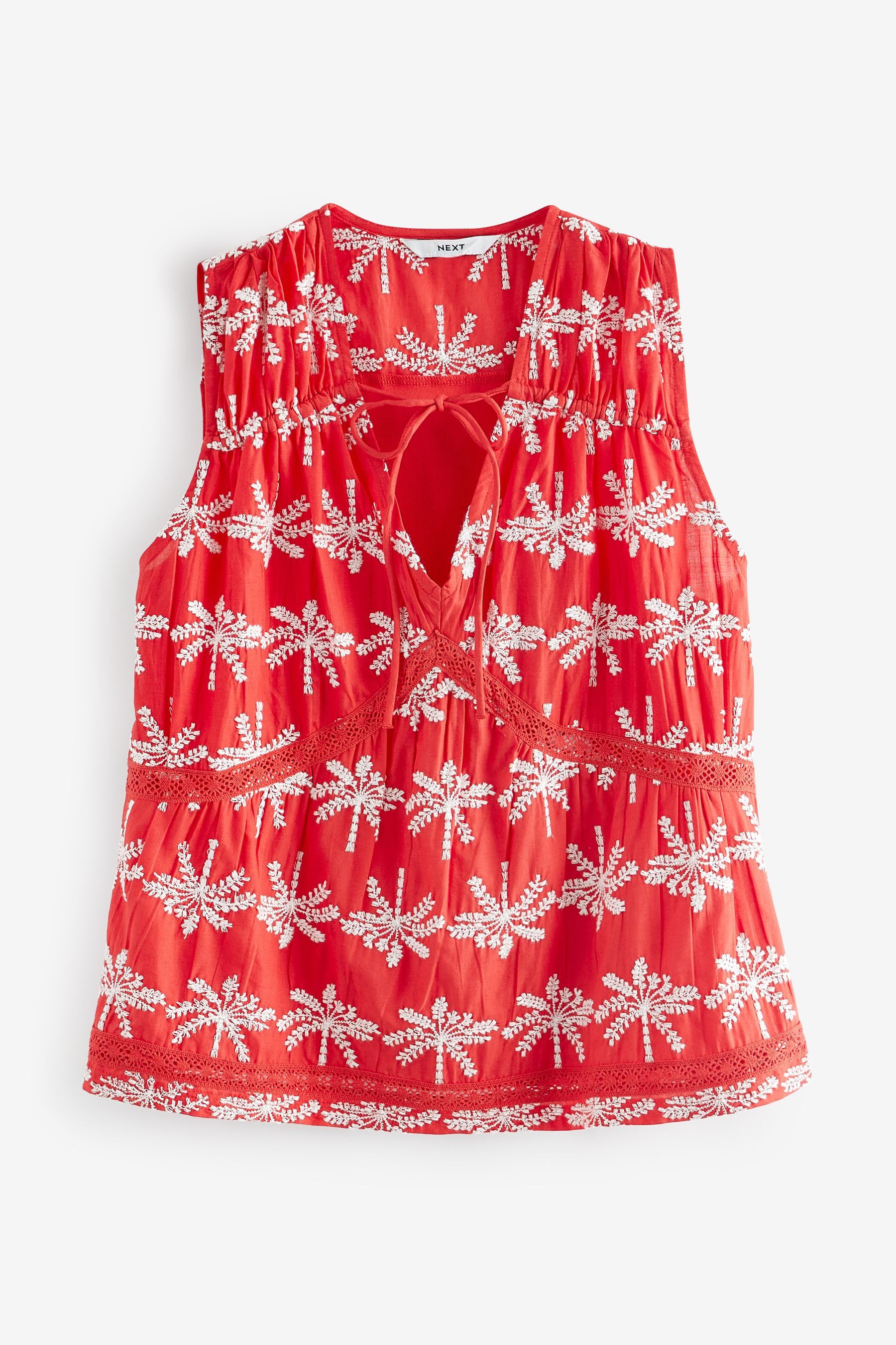 Next Shirttop Ärmelloses Oberteil mit Lochstickerei (1-tlg)