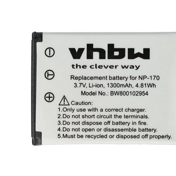 vhbw kompatibel mit Fujifilm FinePix SL260, SL240, F305, SL1000, SL305, Kamera-Akku Li-Ion 1300 mAh (3,7 V)