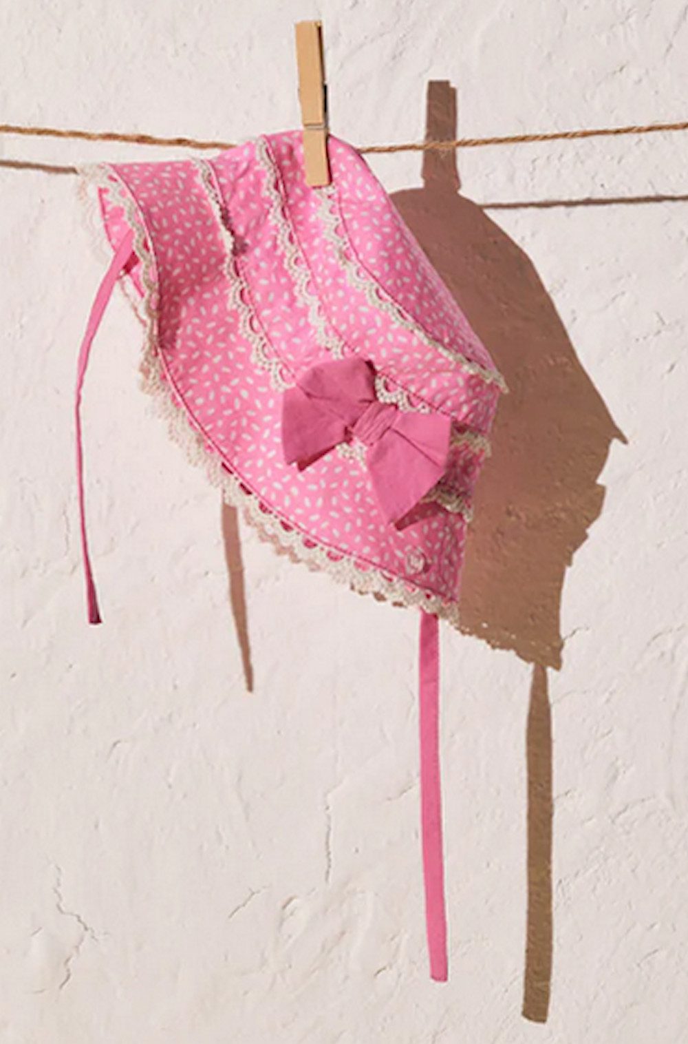 YSABEL MORA Sonnenhut Ysabel Mora Baby Mädchen Hut Mütze Spitze Schleife rosa