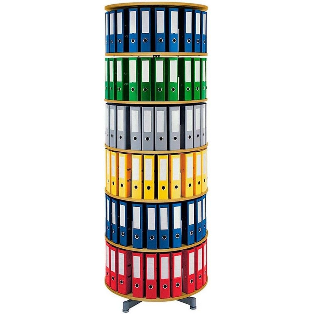 BRB-Lagertechnik Aktenregal Ordnerdrehsäule, 6 Etagen für bis 120 breite DIN-Ordner, Etagen einzeln drehbar