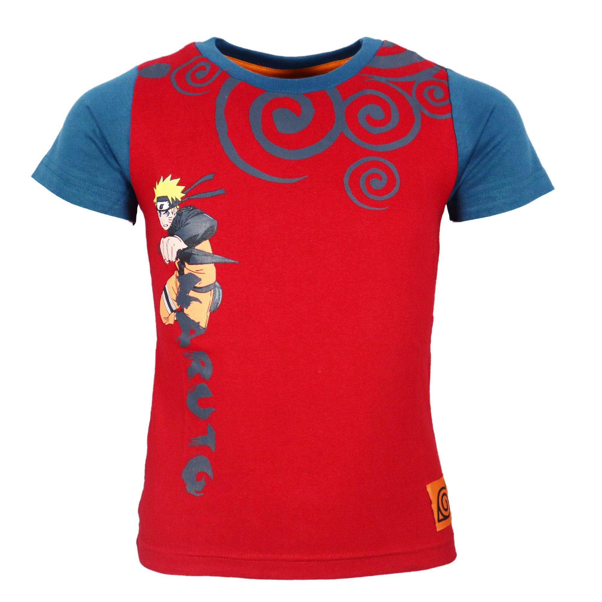 Print-Shirt Gr. Naruto T-Shirt Anime Shippuden Shirt Kurzarm Kinder Rot Naruto 140 104 bis Jungen