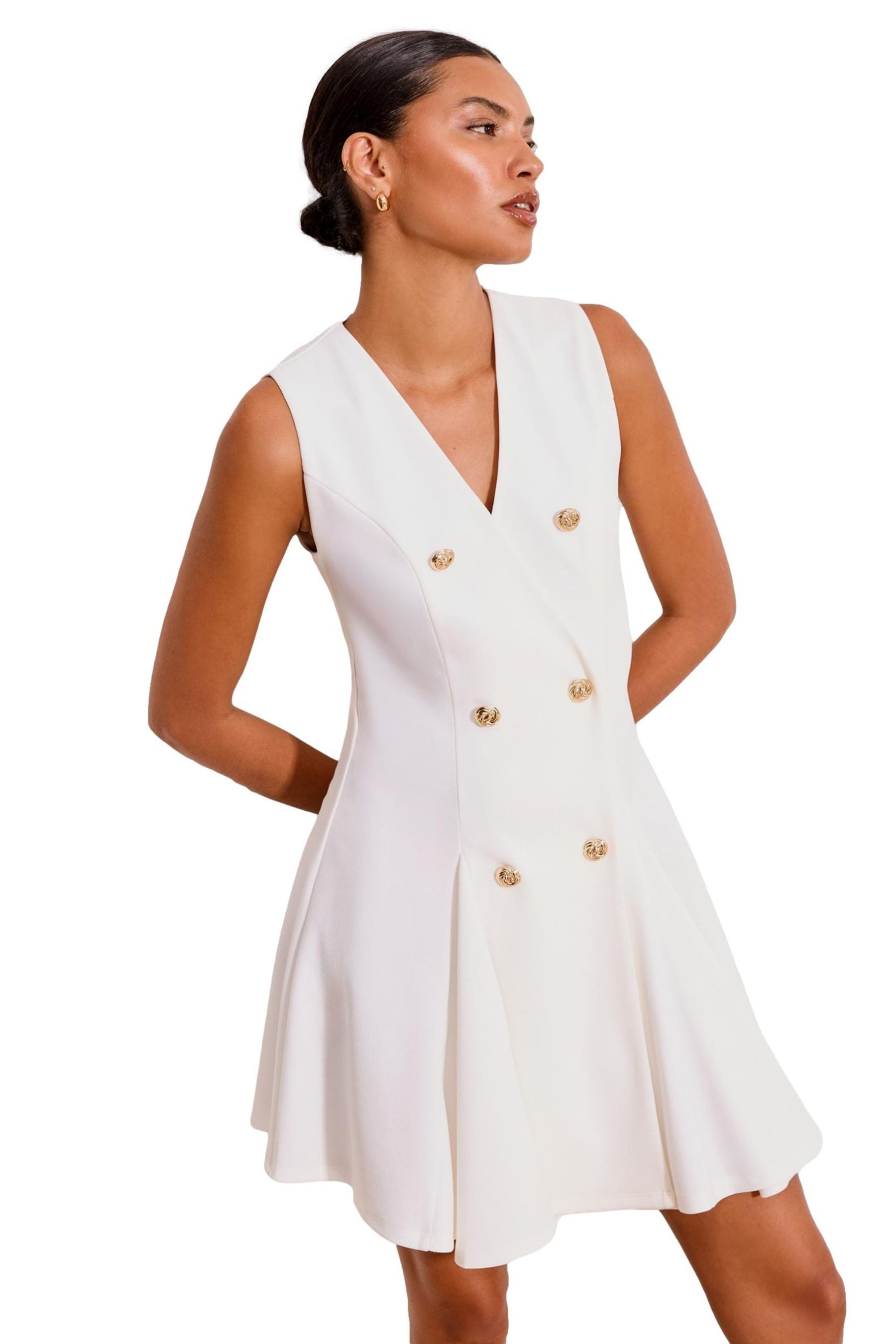 LIPSY Minikleid Lipsy Ärmelloses Minikleid mit Militär-Knöpfen (1-tlg)