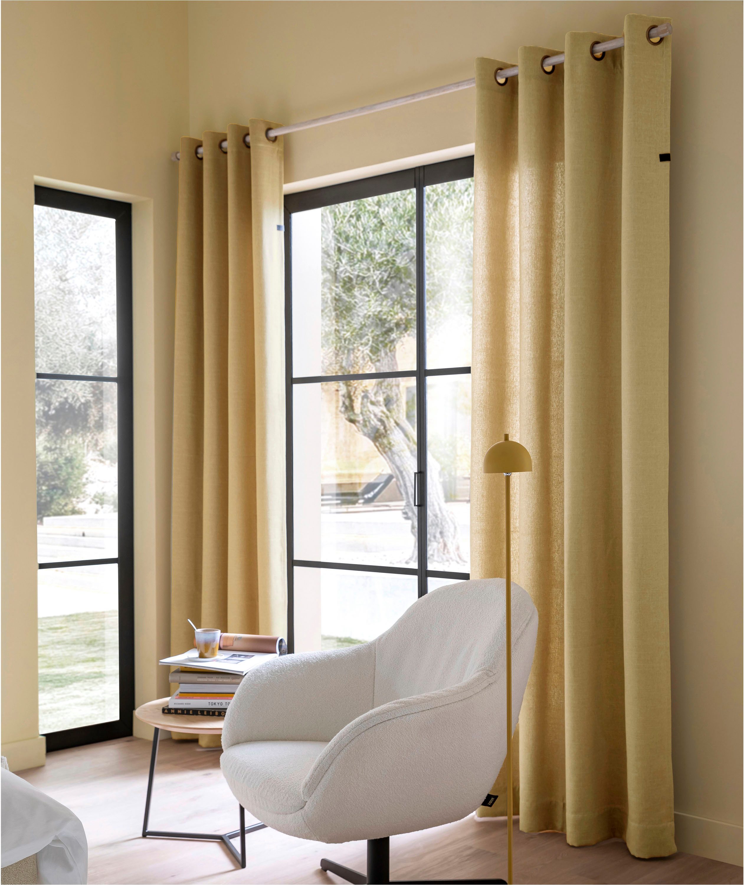 SCHÖNER WOHNEN-Kollektion Gardine Coast (1 St), Ösen, blickdicht, Polyester, strukturierte Leinenoptik im modernen Dessin