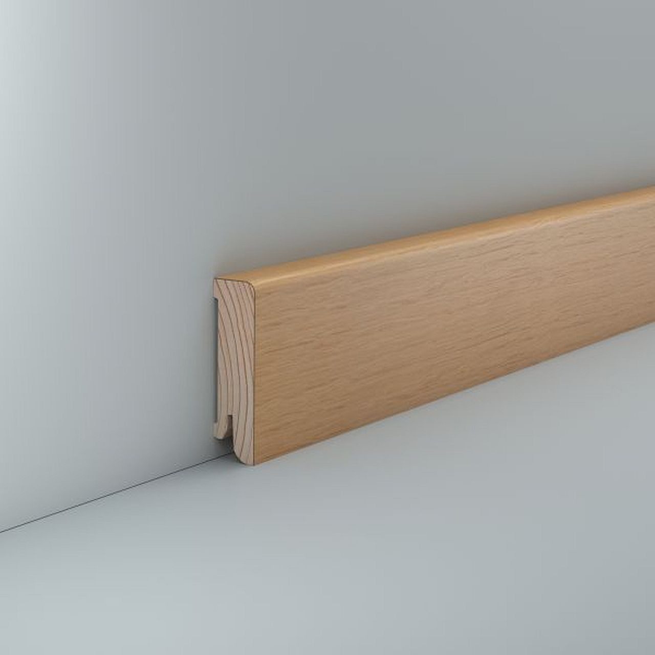 Südbrock Sockelleiste Sockelleiste Fußleiste 16 x 60 Echtholzfurnier Eiche unbehandelt, L: 250 cm, H: 6 cm, 1-St.