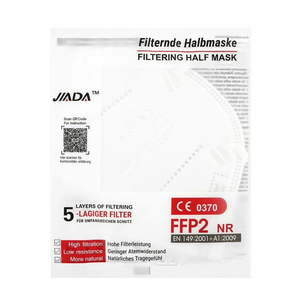 priocare Gesichtsmaske Original 25x FFP2 NR Einwegmaske Atemschutzmaske Halbfiltermaske Weiß FFP2 / KN95-Maske