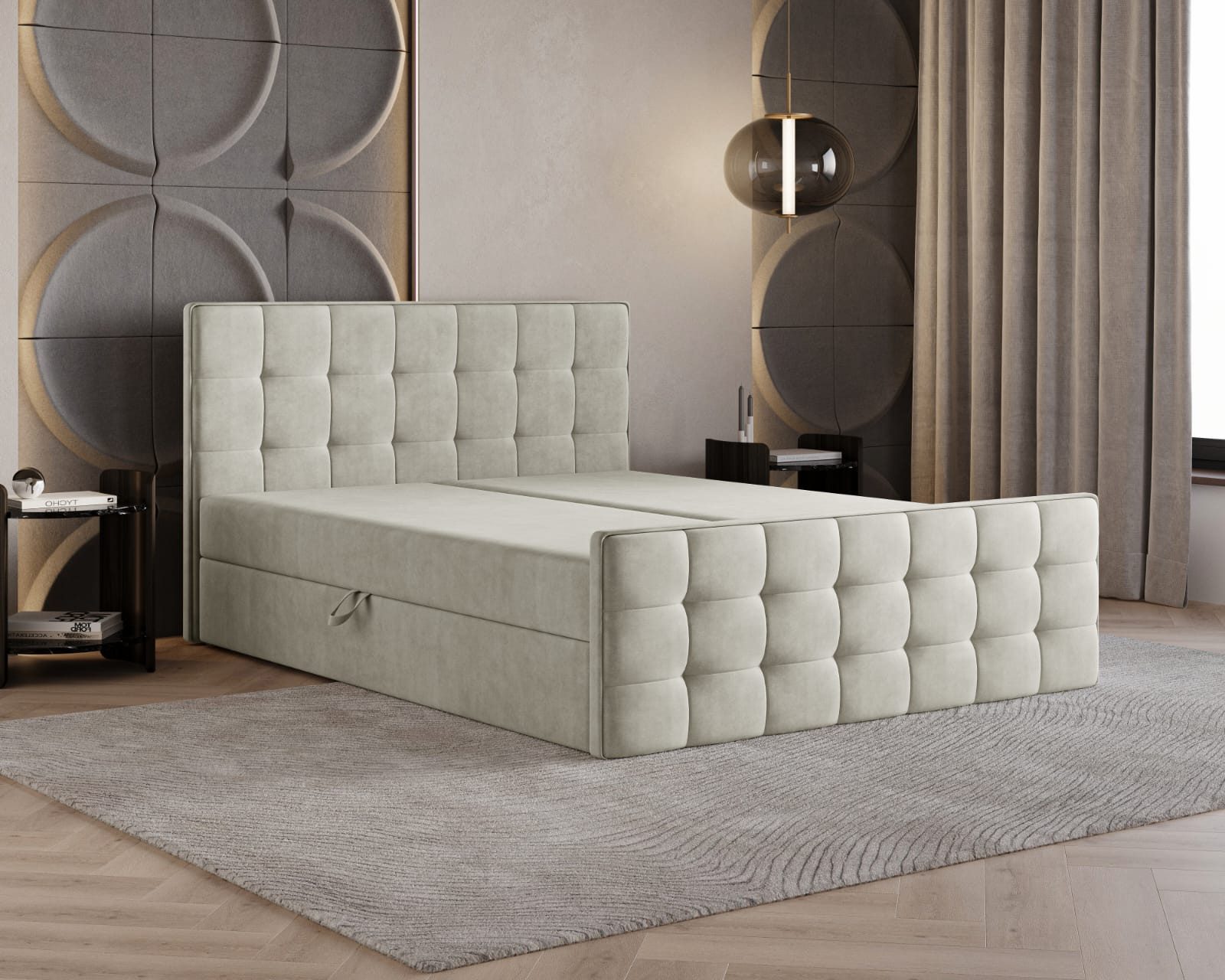 B&B Home Boxspringbett Coriano (H3 Bonell-Matratze, Kopfteil, Bettkasten und Topper)