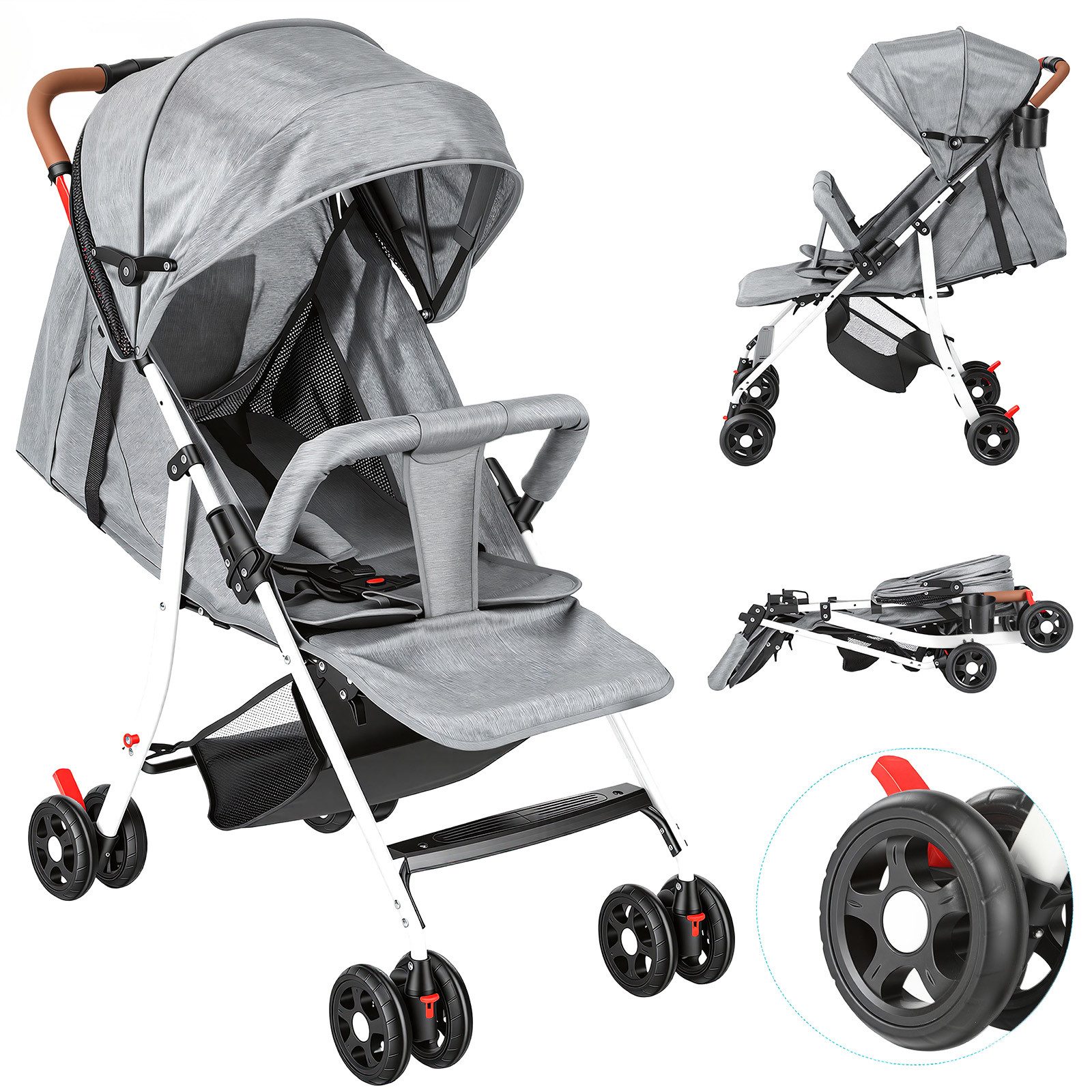 oyajia Kinder-Buggy Kinderwagen, Liegebuggy, 0–4 Jahre, (Kompakter / Schönes Design/Multifunktional/ab 6 Monaten), bis 22 kg 5-Punkt-Sicherheitsgurte