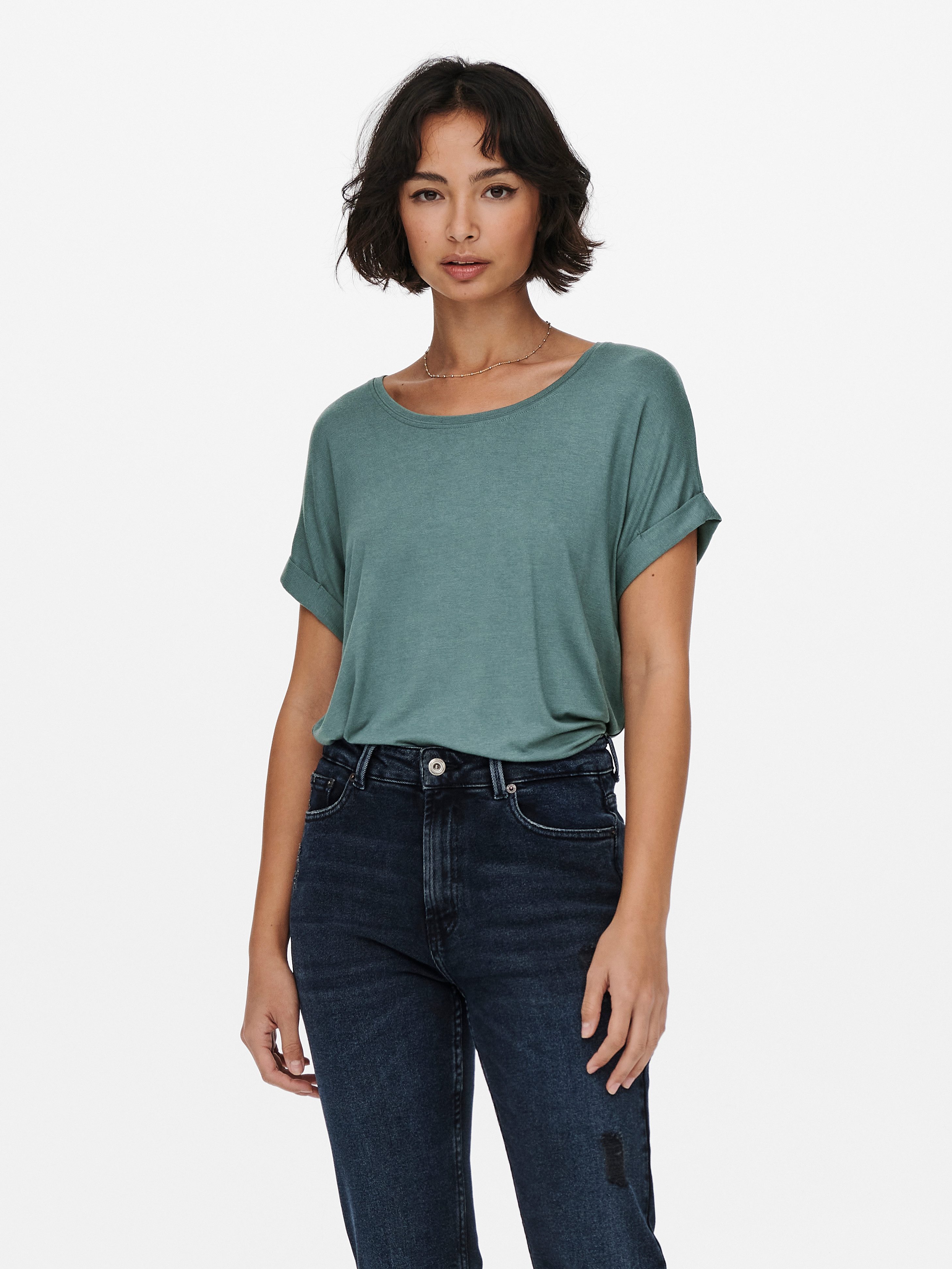 ONLY T-Shirt ONLMOSTER – Kurzarmshirt mit Aufschlag und klassischem Look Viskosemischung, regular fit