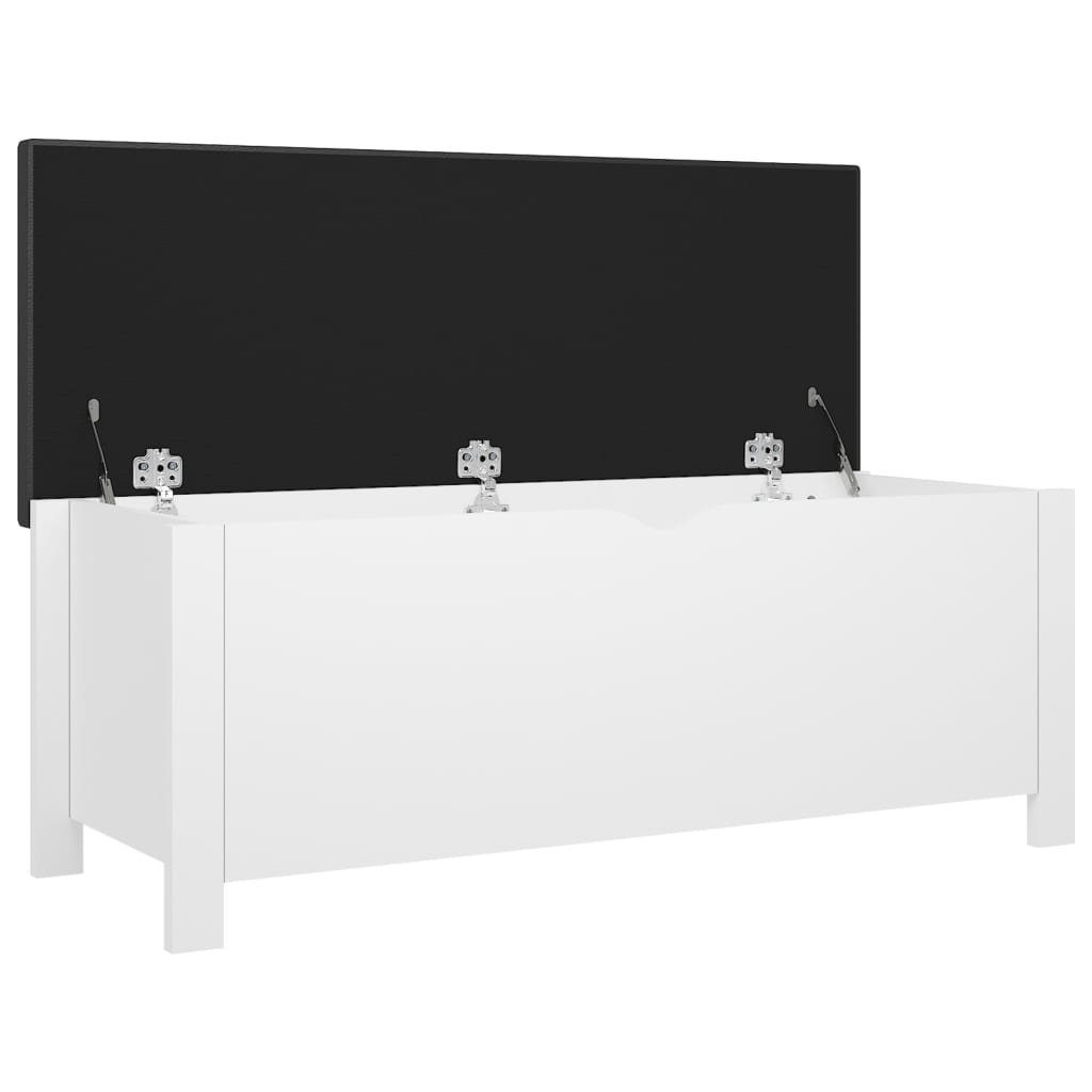 vidaXL Aufbewahrungsbox Sitzbank mit (1 Kissen und Stauraum Holzwerkstoff 105x40x45cm Weiß St)