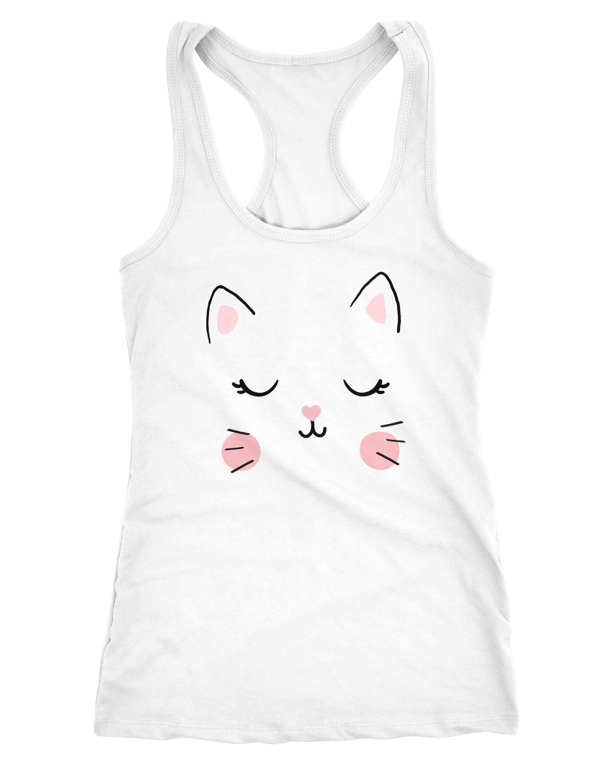 Tanktop Damen Tanktop Katze Katzengesicht Cat Tiergesichter Racerback Moonworks®