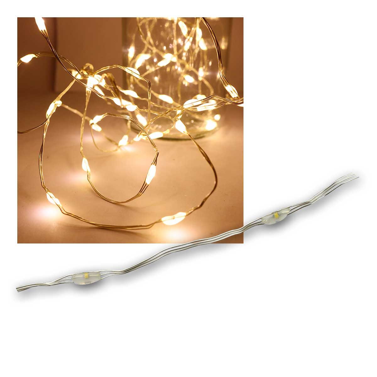 EGB LED-Lichterkette Silberdraht Lichterkette, 120 Micro-LED ww, IP44