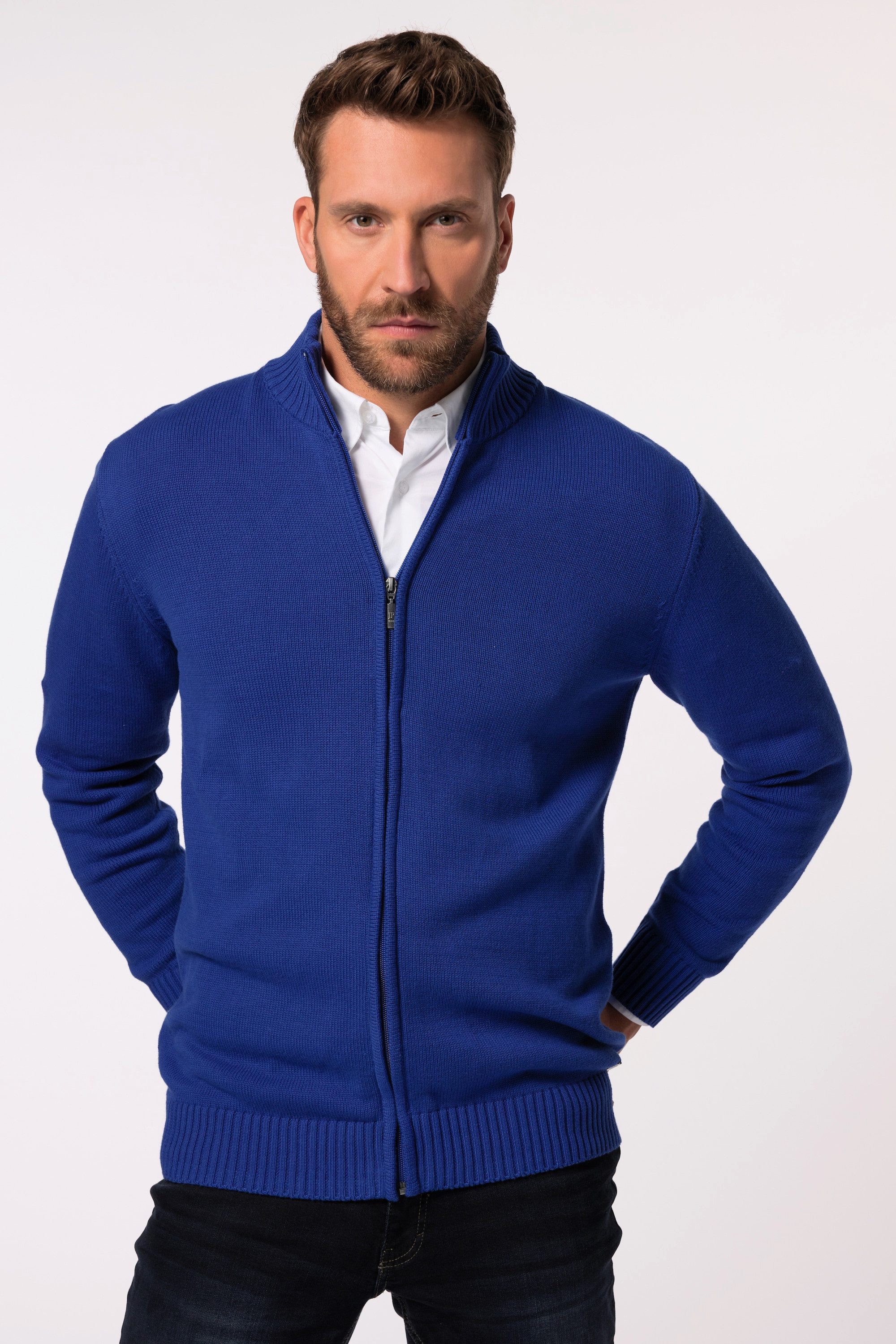 JP1880 Poloshirt Strickjacke Stehkragen Rippbündchen günstig online kaufen