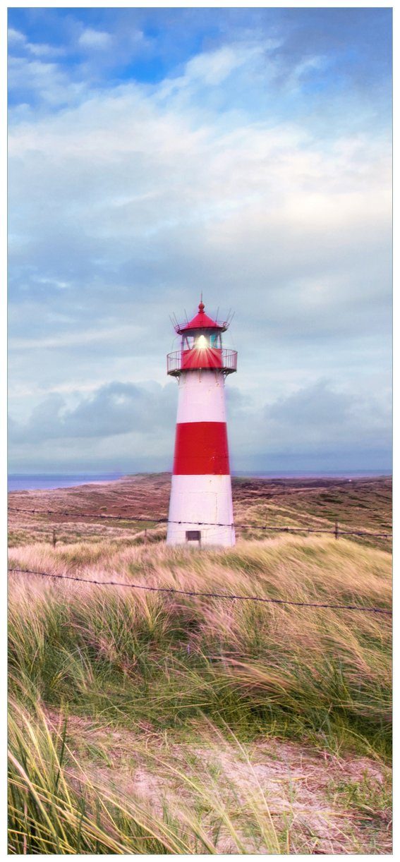 Wallario Türtapete Leuchtturm am Sylt, ohne von glatt, Strand Struktur