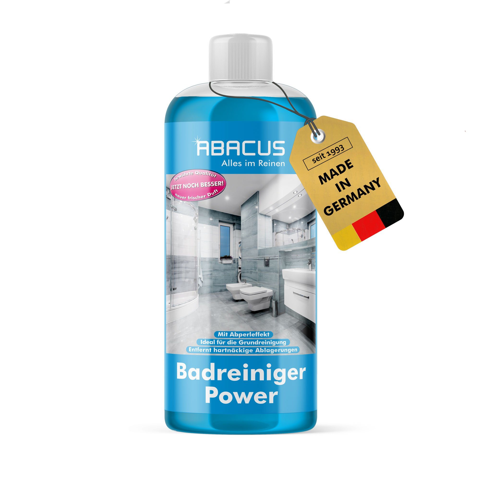 ABACUS Badreiniger Konzentrat Sanitärreiniger Bad Reinigungsmittel Dusche  Badreiniger (Effektiv gegen Kalkflecken, [- Extrem Kraftvoll Mit  Abperleffekt)