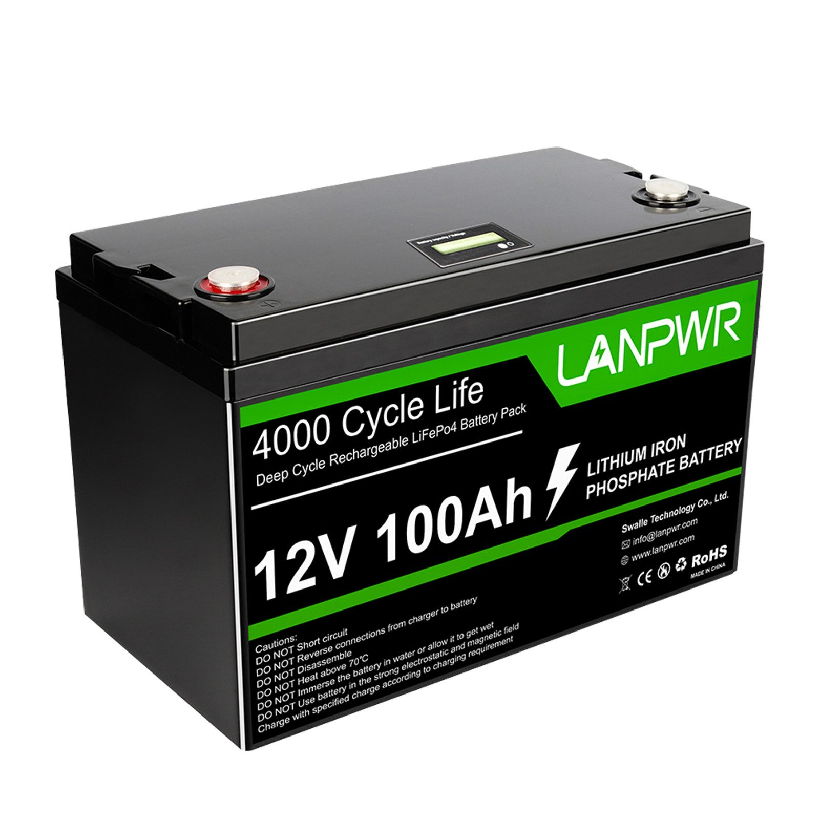 Rutaqian LifePO4 Batterie 12V 100AH 1280W Ausgang für Wohnmobile, Beleuchtung Powerstation