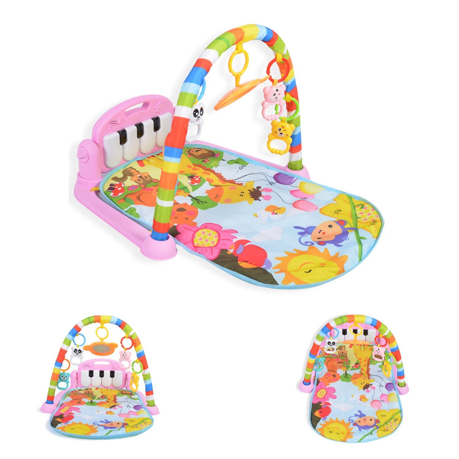 Moni Spielbogen Spielbogen Fitness Girl 696-R22, Krabbeldecke Klaviertasten Hängespielzeuge