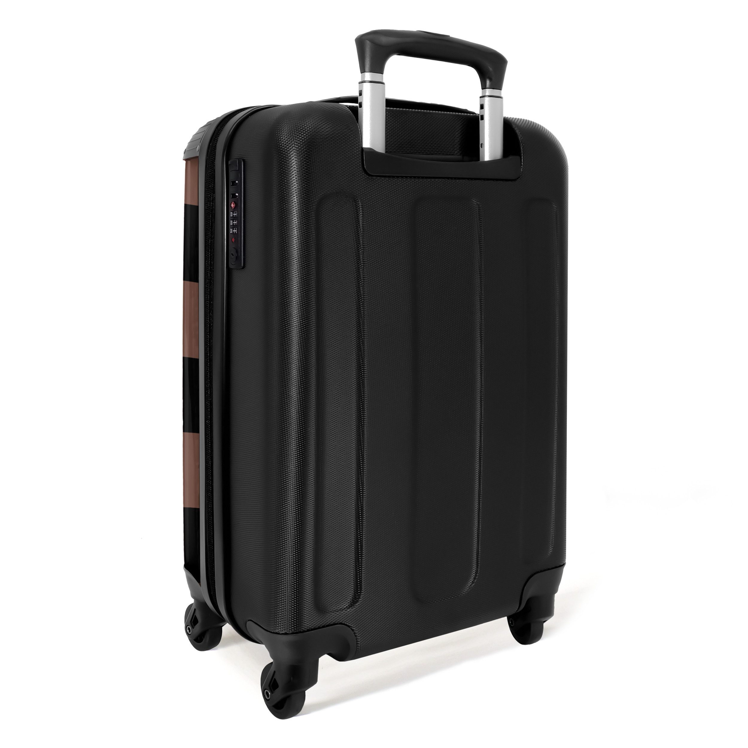 NoBoringSuitcases.com© Hartschalen-Trolley Braun mit schwarzem Schachbrettmuster 55x35x20cm, 4 Rollen, Reisekoffer mit 4 Rollen, Carry on luggage, Männer