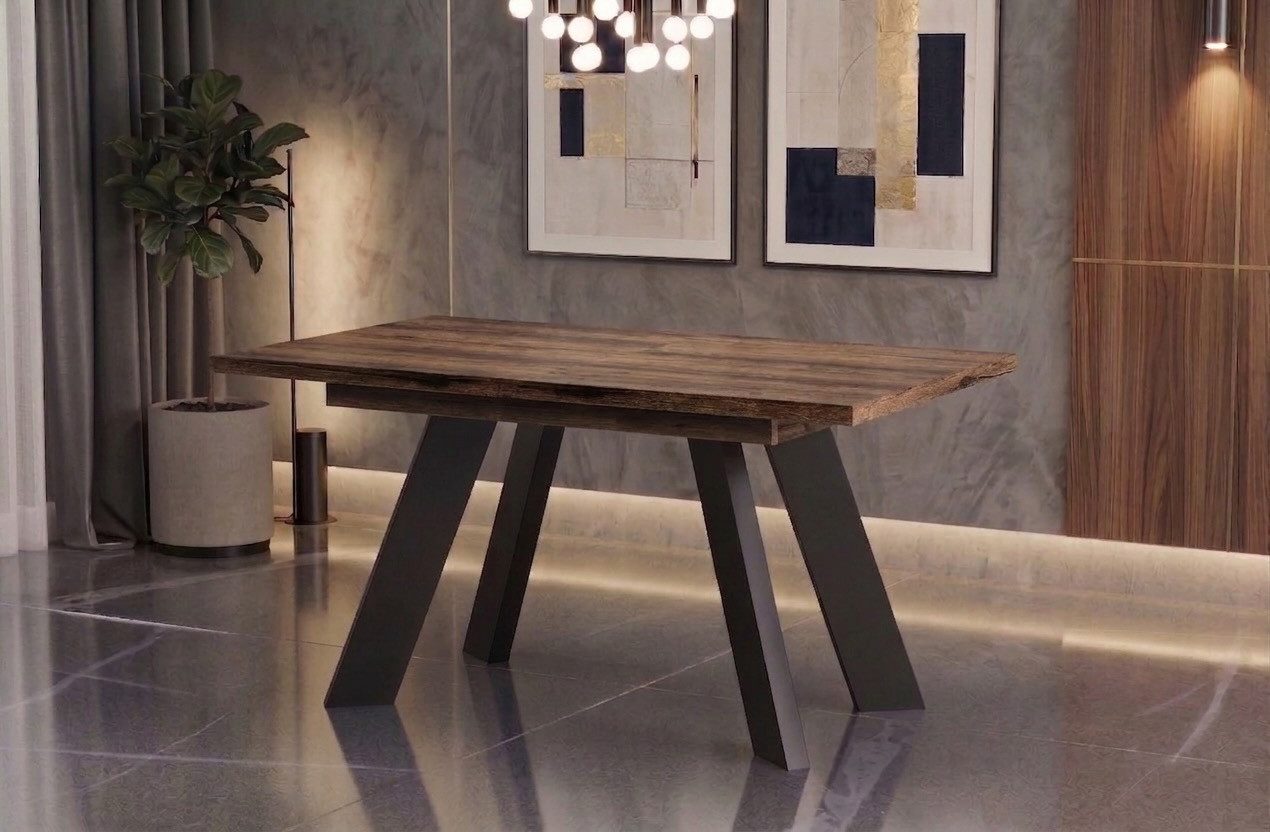 Endo-Moebel Esstisch Como Esstisch 130–210cm ausziehbar für 8 Personen, Tischbeine schwarz, Ausziehbar 130-210 cm (2x40 cm); Platte 36mm; 4 Beine; schwarz matt