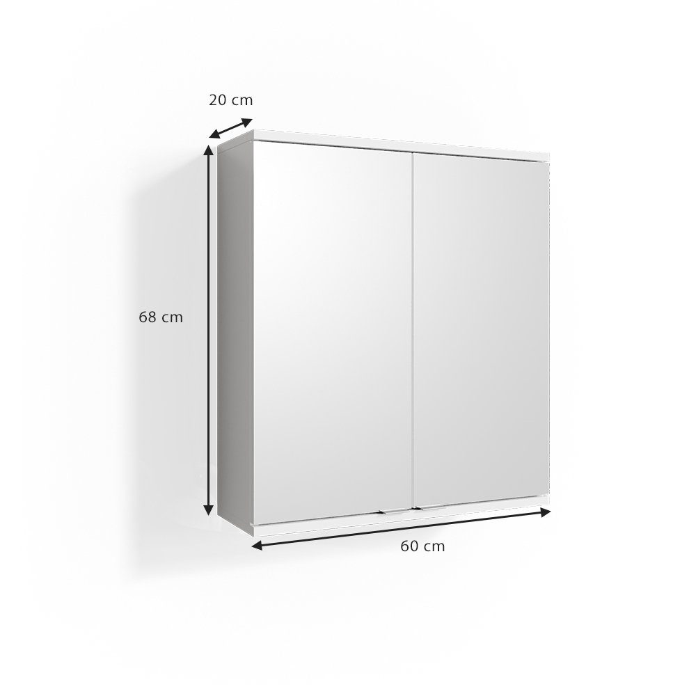 Vicco Spiegelschrank ROY Badspiegel 60 Badezimmerspiegelschrank Weiß 68 cm x