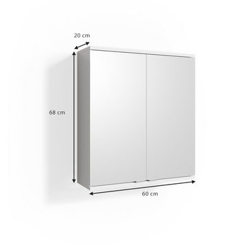Vicco Badezimmerspiegelschrank Spiegelschrank Badspiegel 60 x 68 cm ROY Weiß
