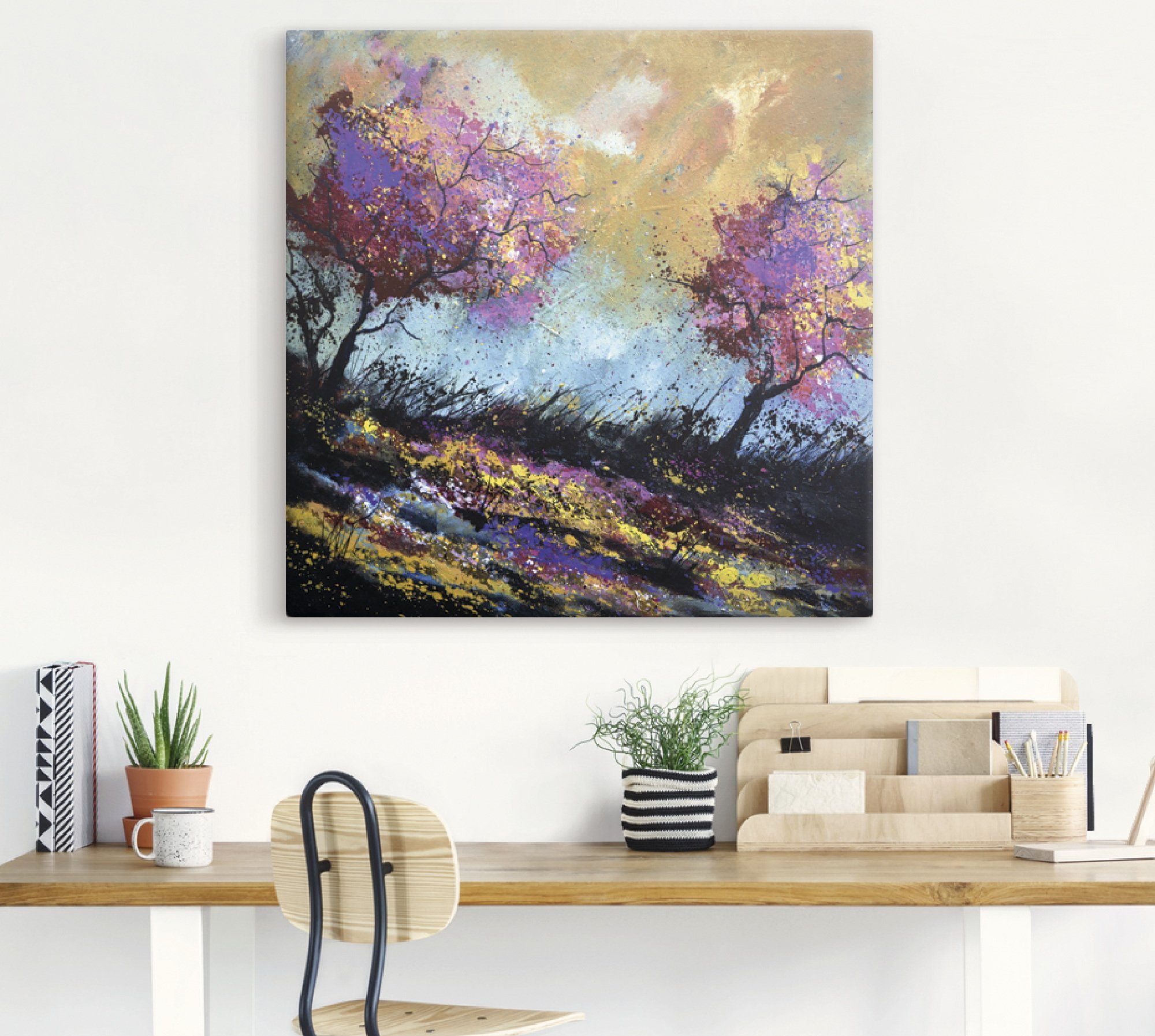 Artland Leinwandbild Herbst-Eichen, Wiesen & Bäume (1 St), auf Holzrahmen gespannt