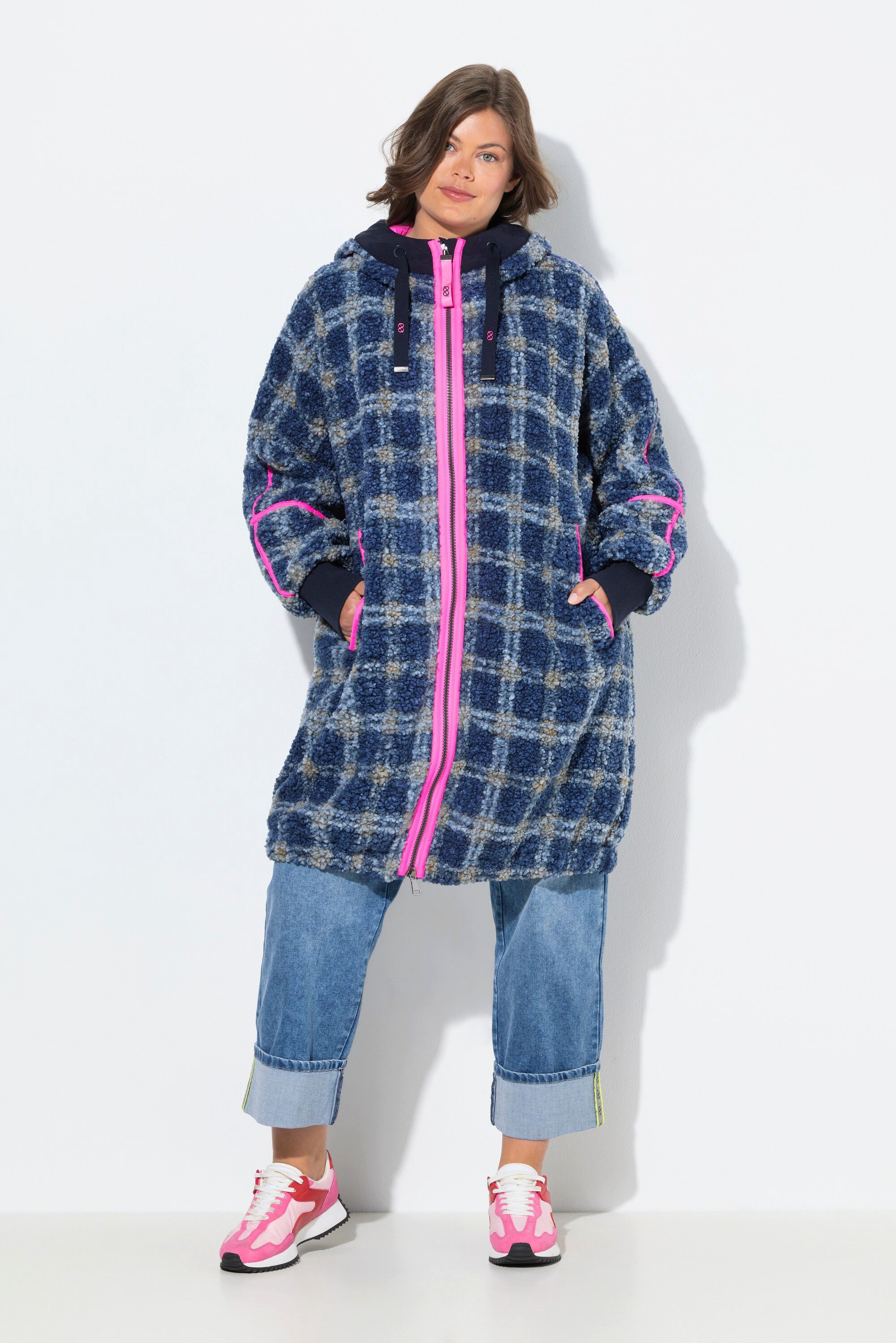 Laurasøn Outdoorjacke Teddy-Jacke Oversize Kapuze 2-Wege-Zipper günstig online kaufen