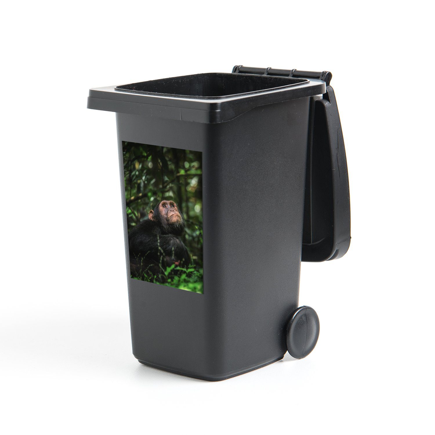 MuchoWow Wandsticker App zwischen Grünpflanzen im Dschungel (1 St), Mülleimer-aufkleber, Mülltonne, Sticker, Container, Abfalbehälter