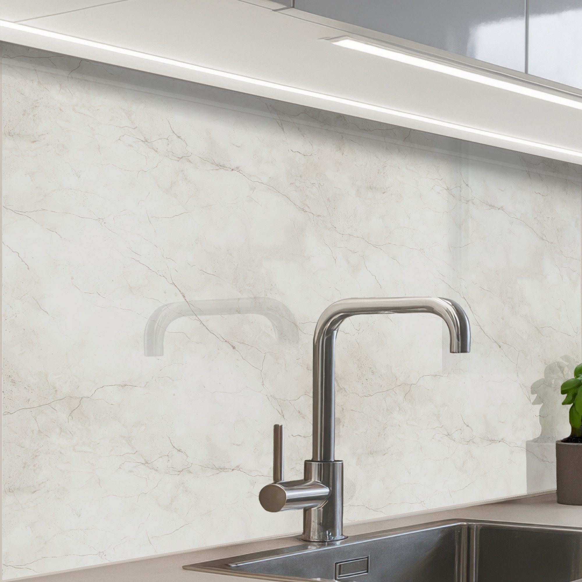 KitchenYeah Küchenrückwand selbstklebend (keine Folie) Grau - Marmor - Adern, (1-tlg), Spritzschutz, Küche, Rückwand, Küchenwand, Küchenfront, 80x60 cm