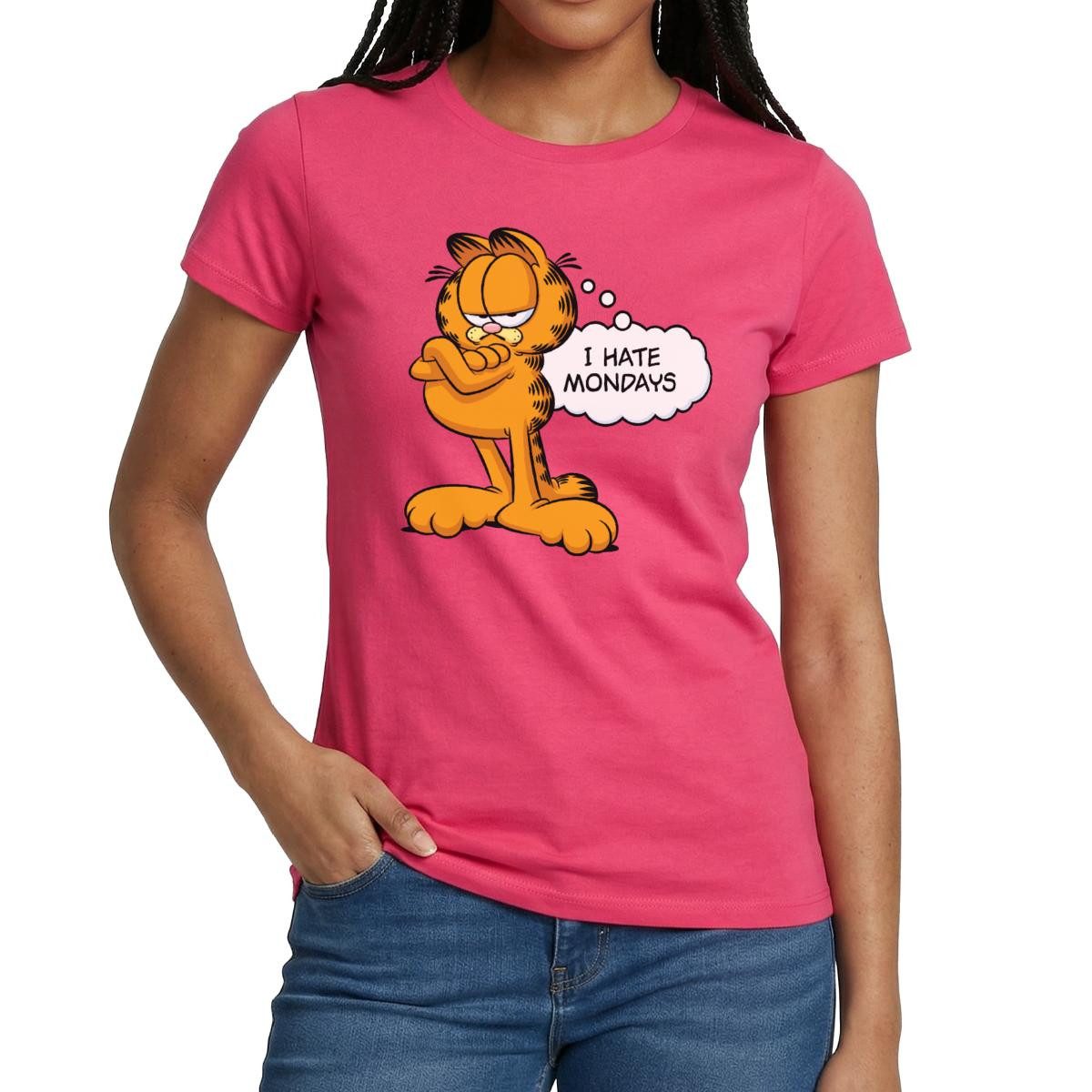 Spreadshirt T-Shirt Garfield Ich Hasse Montage Mondays Montag Frauen T-Shirt (1-tlg) Slim Fit, fällt klein aus