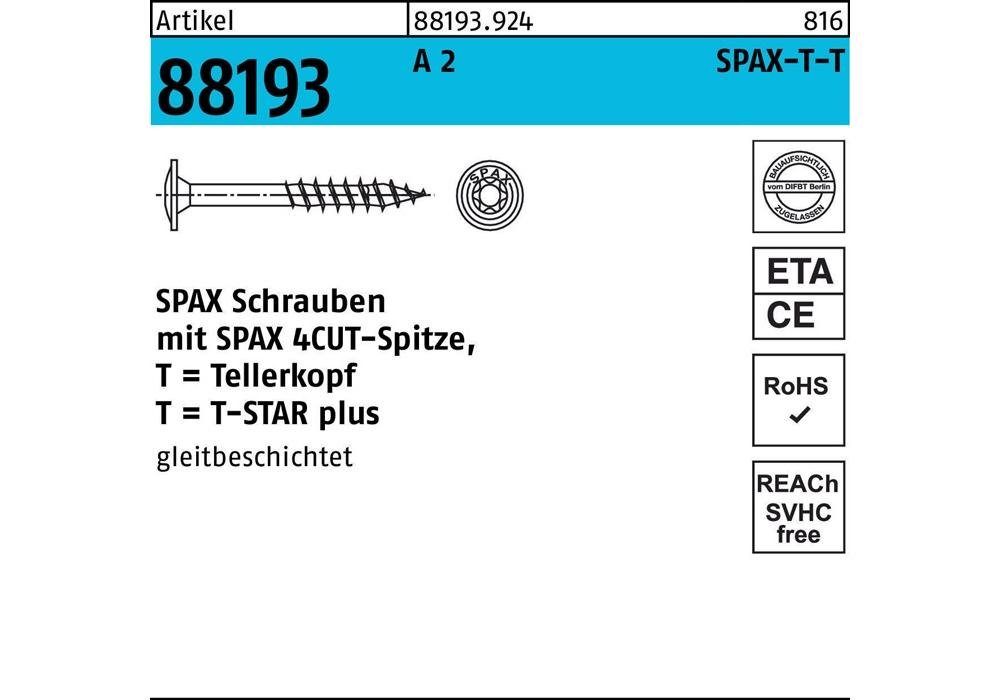 SPAX Sechskant-Holzschraube Tellerkopfschraube R 88193 m.Spitze/T-STAR TG 6 x 60/56-T30 A 2