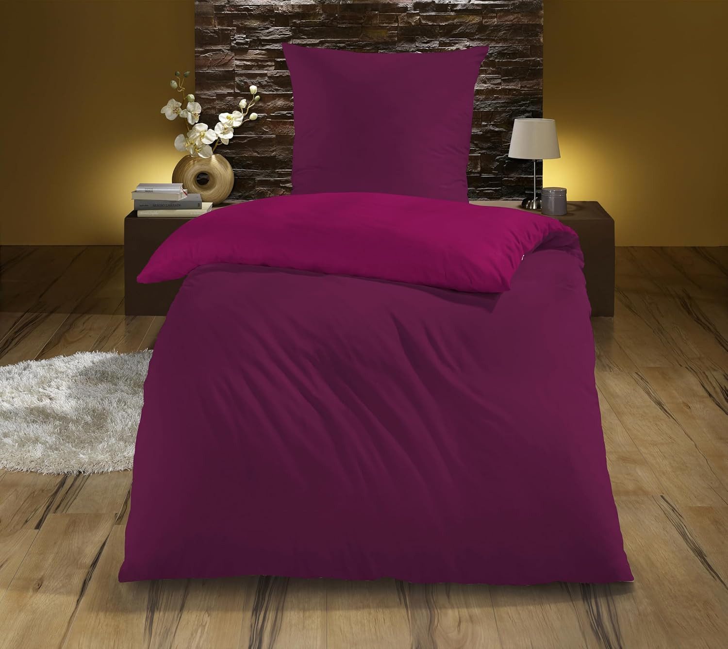 KiNZLER Wendebettwäsche Mikrofaser "Cashmere Touch", Microfaser-Flanell, Polyester, 2 teilig, Unifarben, besonders weich