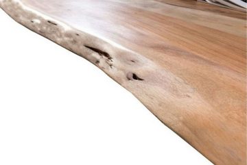 SAM® Baumkantentisch Quarto, massives Akazienholz mit natürlicher Baumkante, 26mm, Metallgestell
