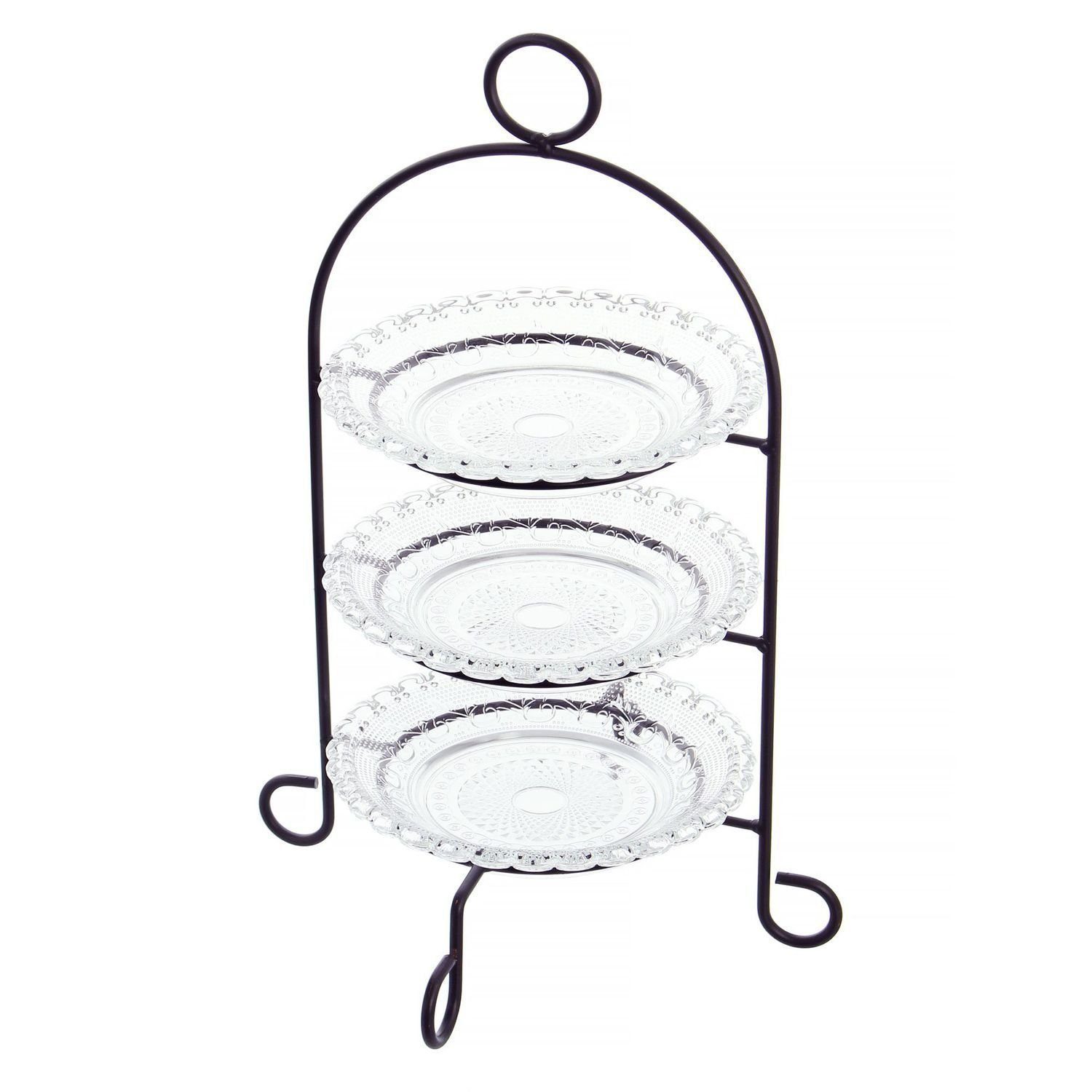 Home-trends24.de Etagere Glas Servierplatte Servierschale Gebäck Obst Metall, Glas