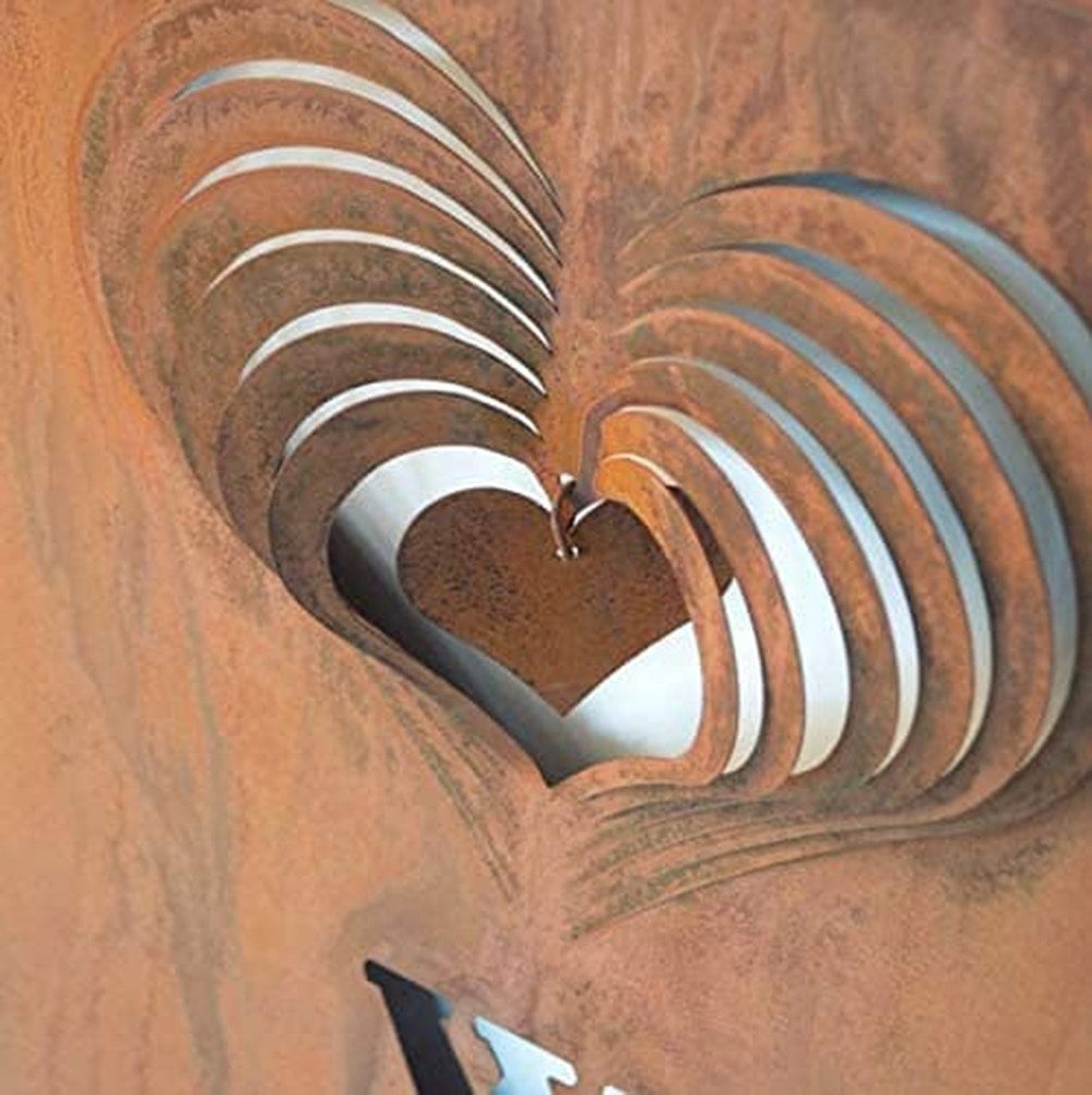 K&L Wall Art Gartenstecker Edelrost Gartenschild Willkommen Metallschild (Schriftzug, 3D Herzen) Vintage Rostspieß – Bild 3 von 5