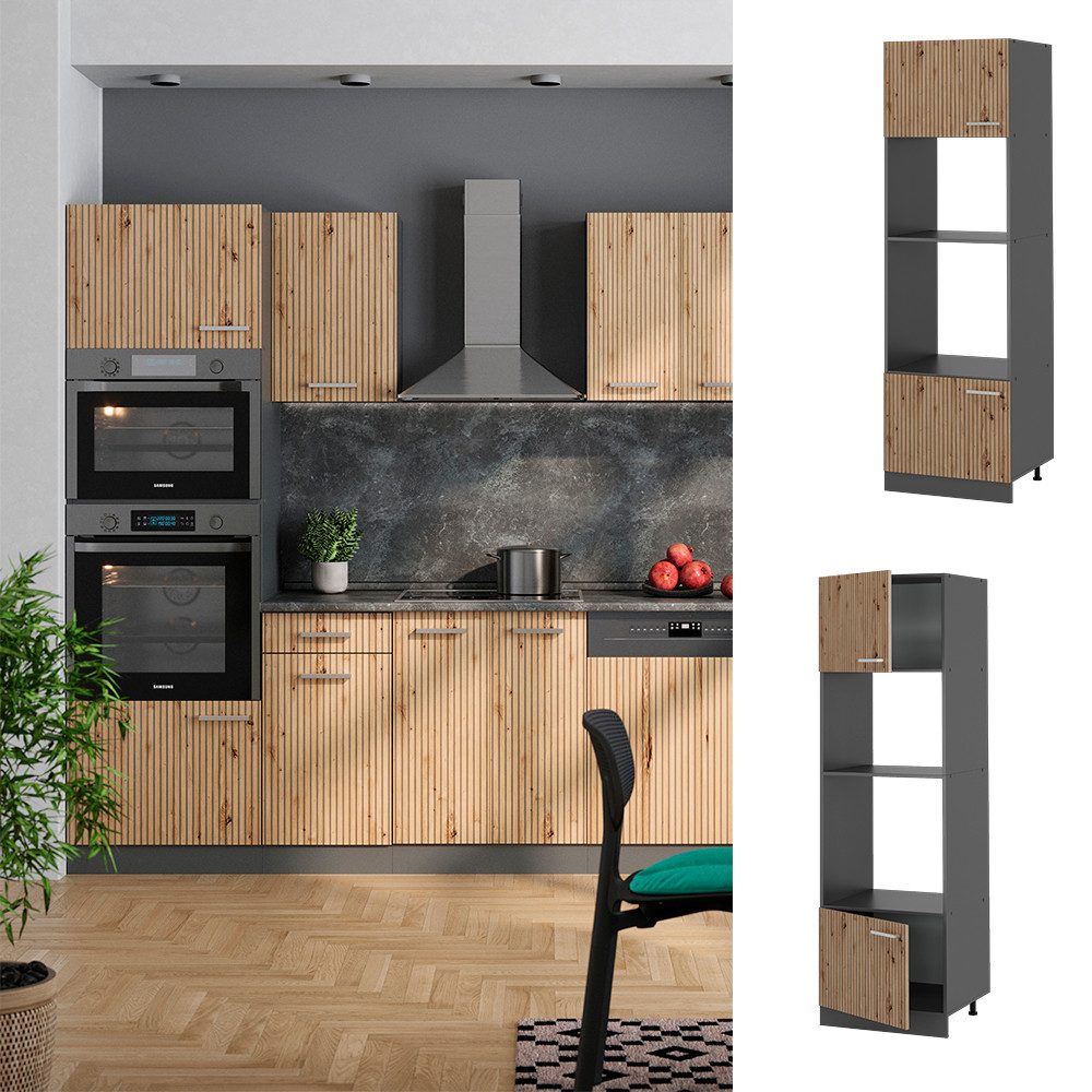 Vicco Mikrowellenumbauschrank R-Line, Weiß Hochglanz/Anthrazit, 60 günstig online kaufen