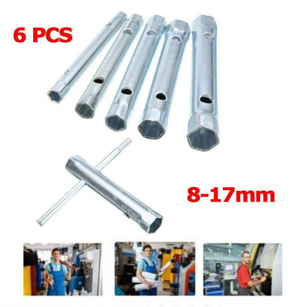 Steckschlüssel Rohrsteckschlüssel 6 tlg Schraubenschlüssel Sechskant Set 8-17 mm