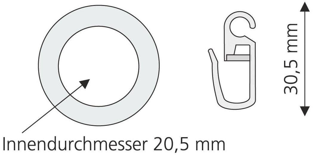 Liedeco, silberfarben Gardinenstangen, Gardinenring, Gardinen, (8-St)