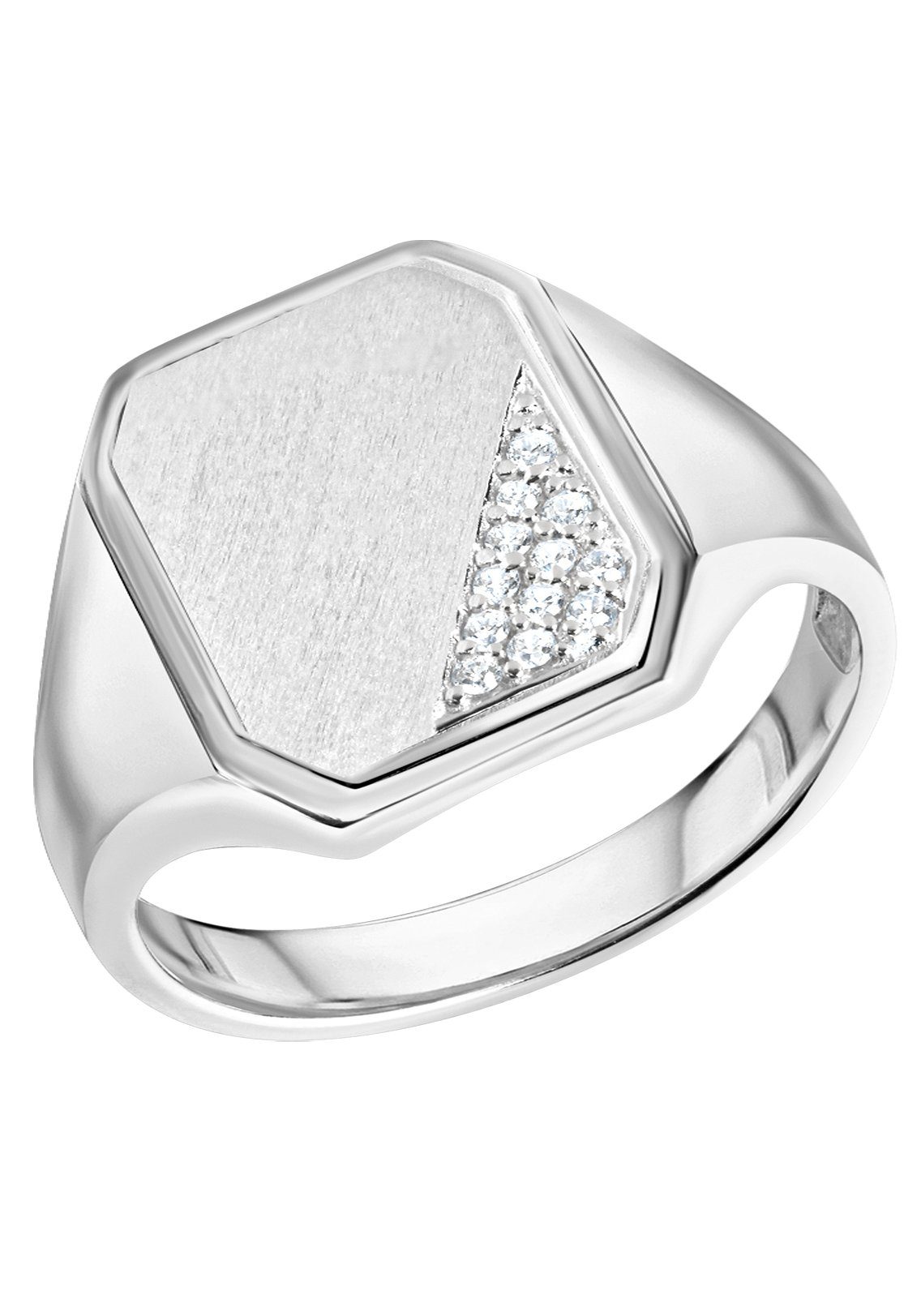 Firetti Fingerring Schmuck Geschenk Silber 925 Herrenring Silberring Siegelring, mit Zirkonia (synth)