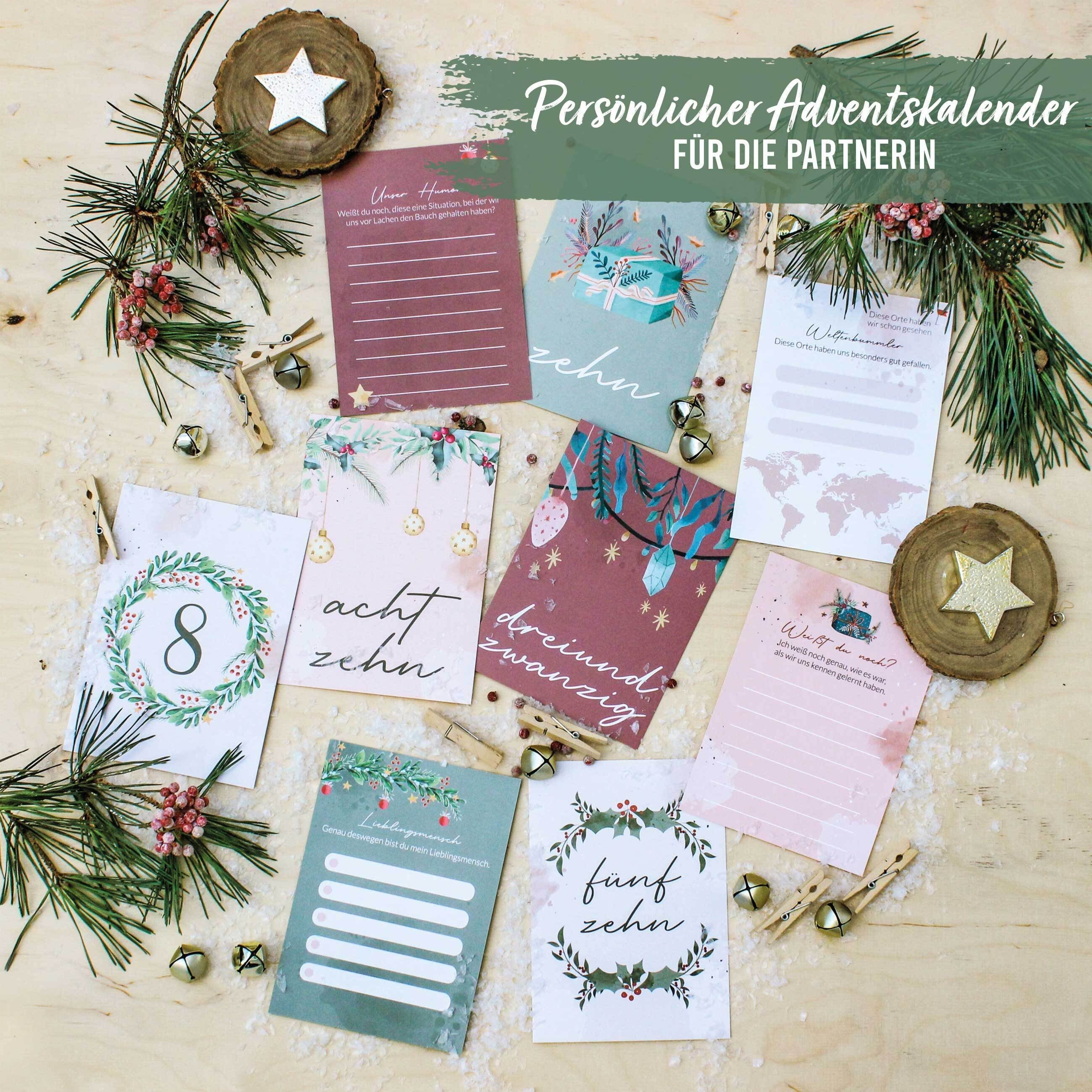 PAPIERDRACHEN Adventskalender 24 Karten Adventskalender - Geschenkidee in der Vorweihnachtszeit, zum Basteln und Verschenken