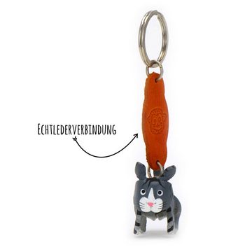 Monkimau Schlüsselanhänger Katzen Schlüsselanhänger Leder Tier Figur (Packung)