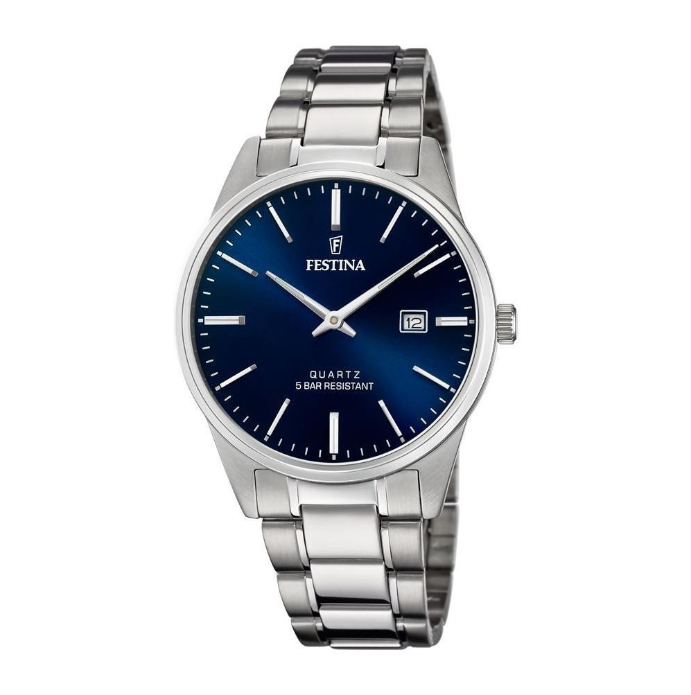 Festina Quarzuhr Herrenuhr Blau, Edelstahlband, 39,3 günstig online kaufen