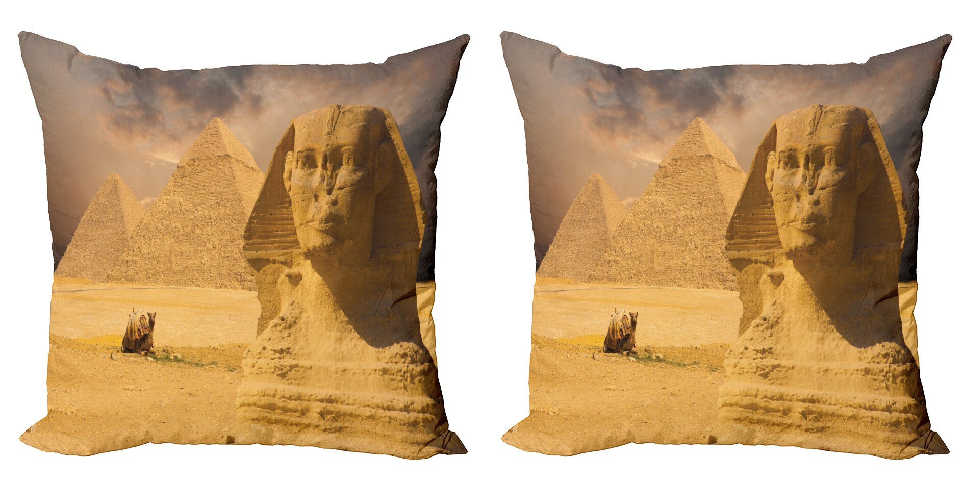 Kissenbezüge Modern Accent Doppelseitiger Digitaldruck, Abakuhaus (2 Stück), ägyptisch Sphinx Old Face