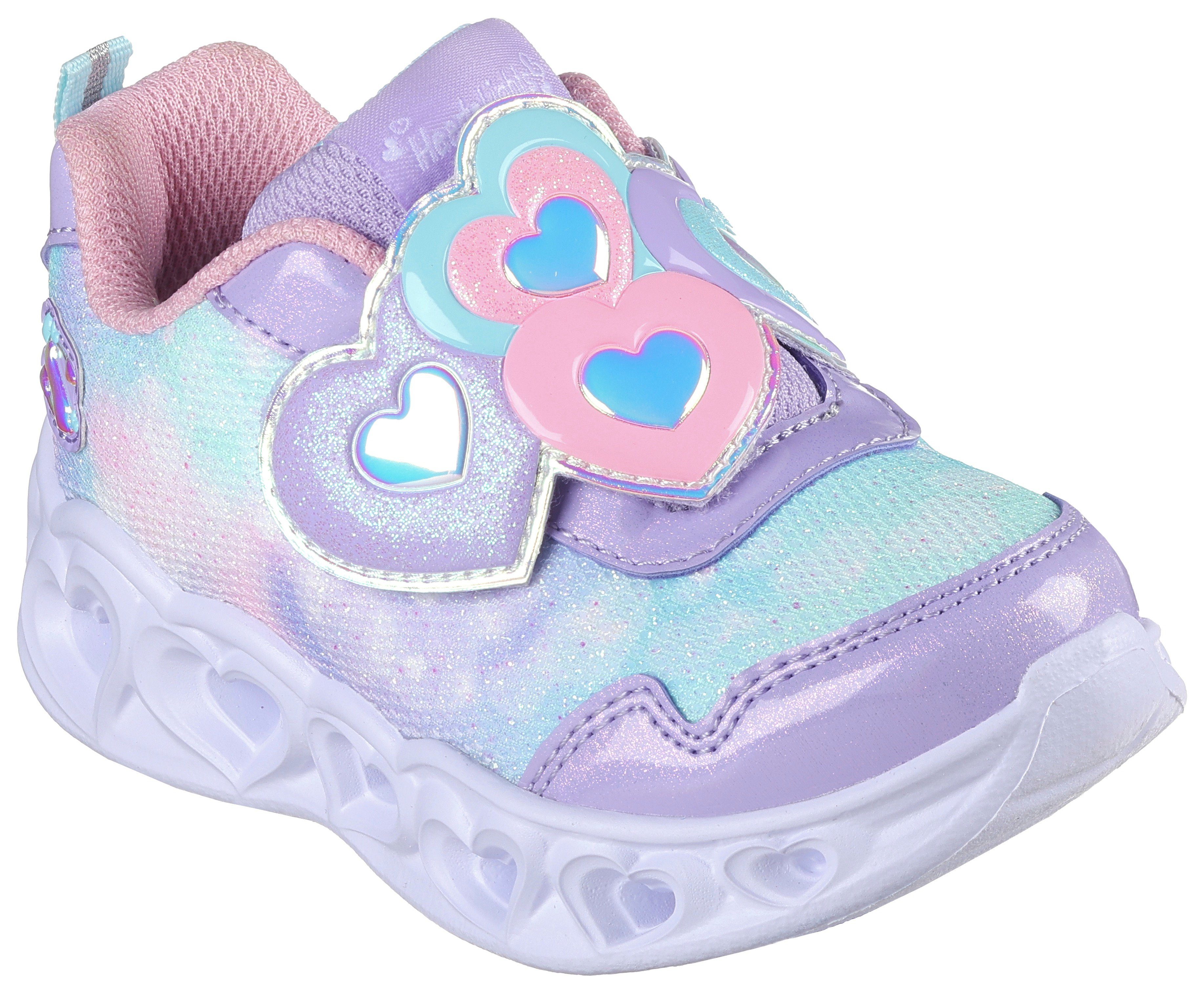 Skechers Kids Blinkschuh HEART LIGHTS - LOVIN REFLECTION Lauflernschuh Sneaker, Klettschuh, Blinkschuh mit hübscher Herz-Applikation