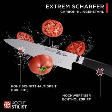 KOCHSTILIST by Kris Wu Kochmesser extra scharf, 20 cm, groß - Chefmesser, Küchenmesser, Messer, Santoku, X75-Carbonstahl-Plus (rostfrei)