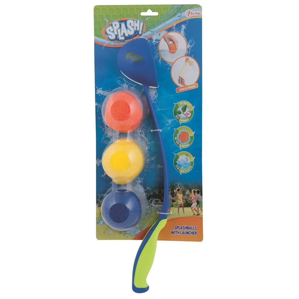 Toi-Toys Wasserball Splash Ball 3er Set mit Schleuder - Wasserbomben mit Schleuder