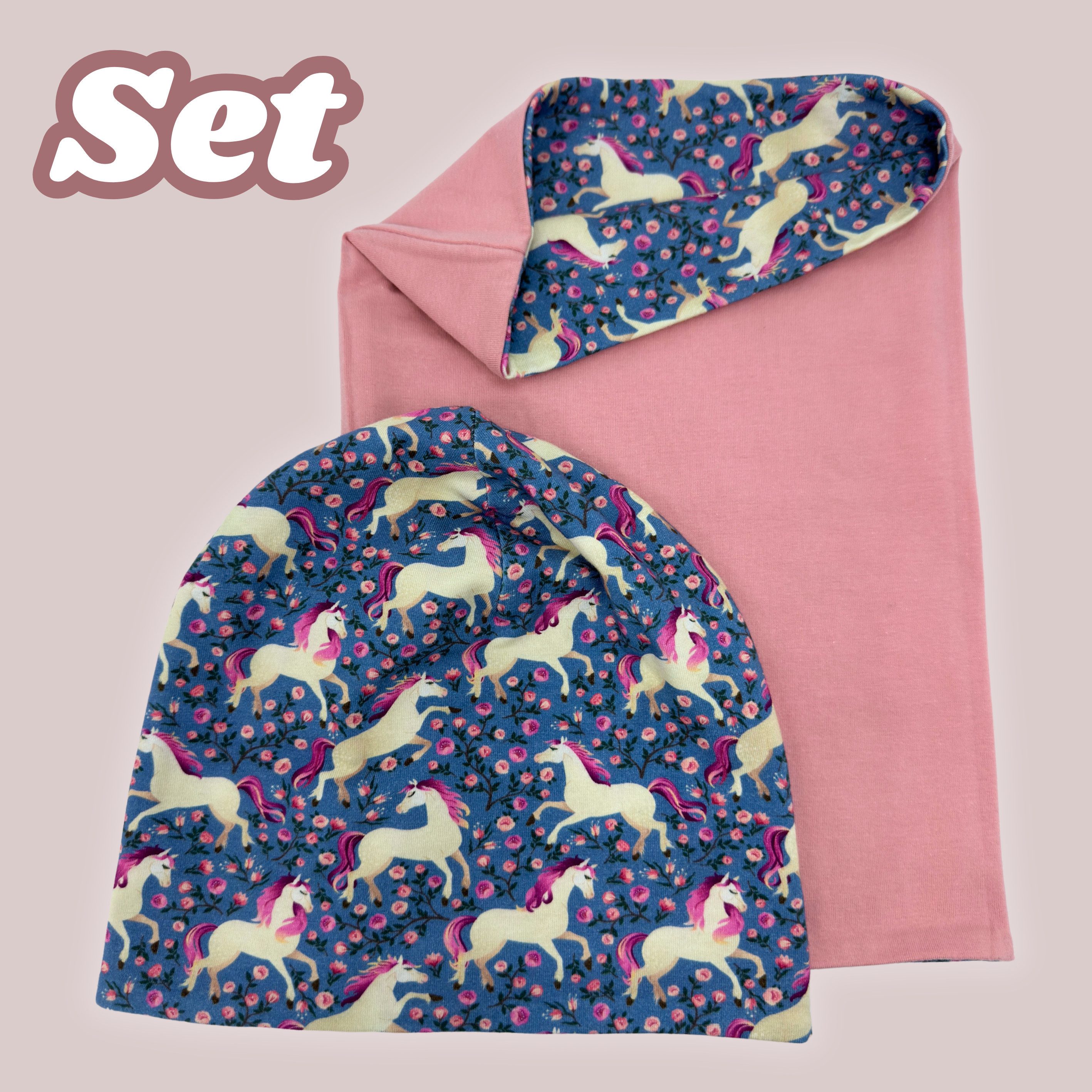 HECKBO Beanie HECKBO Kinder Mädchen Jungen Beanie Mütze & Loop-Schal Set – Bild 5 von 5