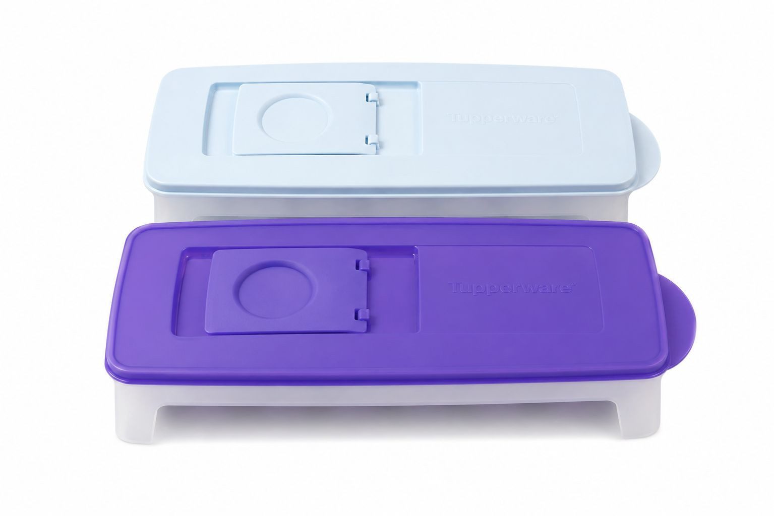 TUPPERWARE Eiswürfelform Eiswürfler lila-weiß + himmelblau