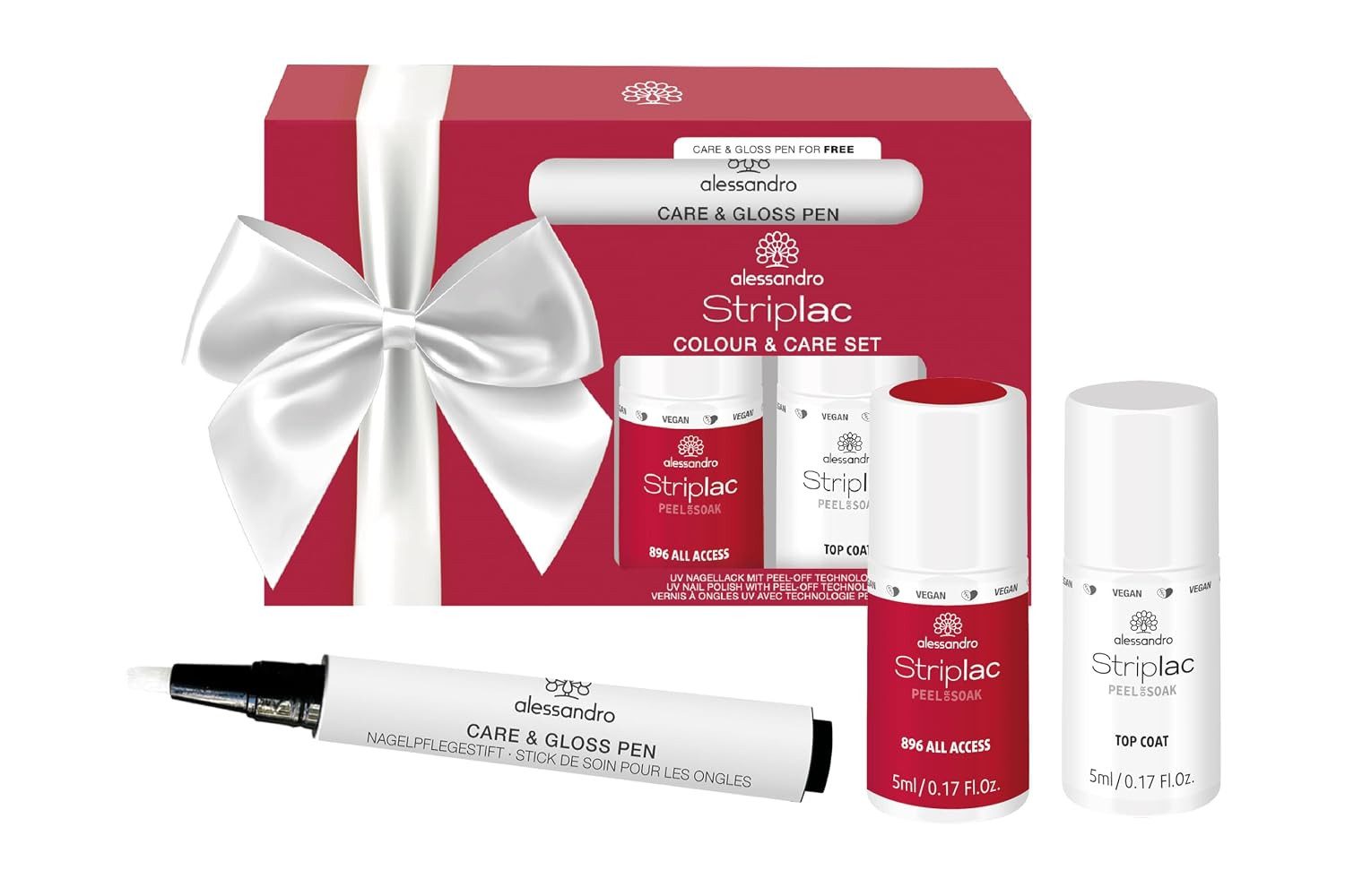 alessandro international Nagelpflege-Set Striplac Colour & Care Geschenk Set Nagellack & Pflege, 3er Set